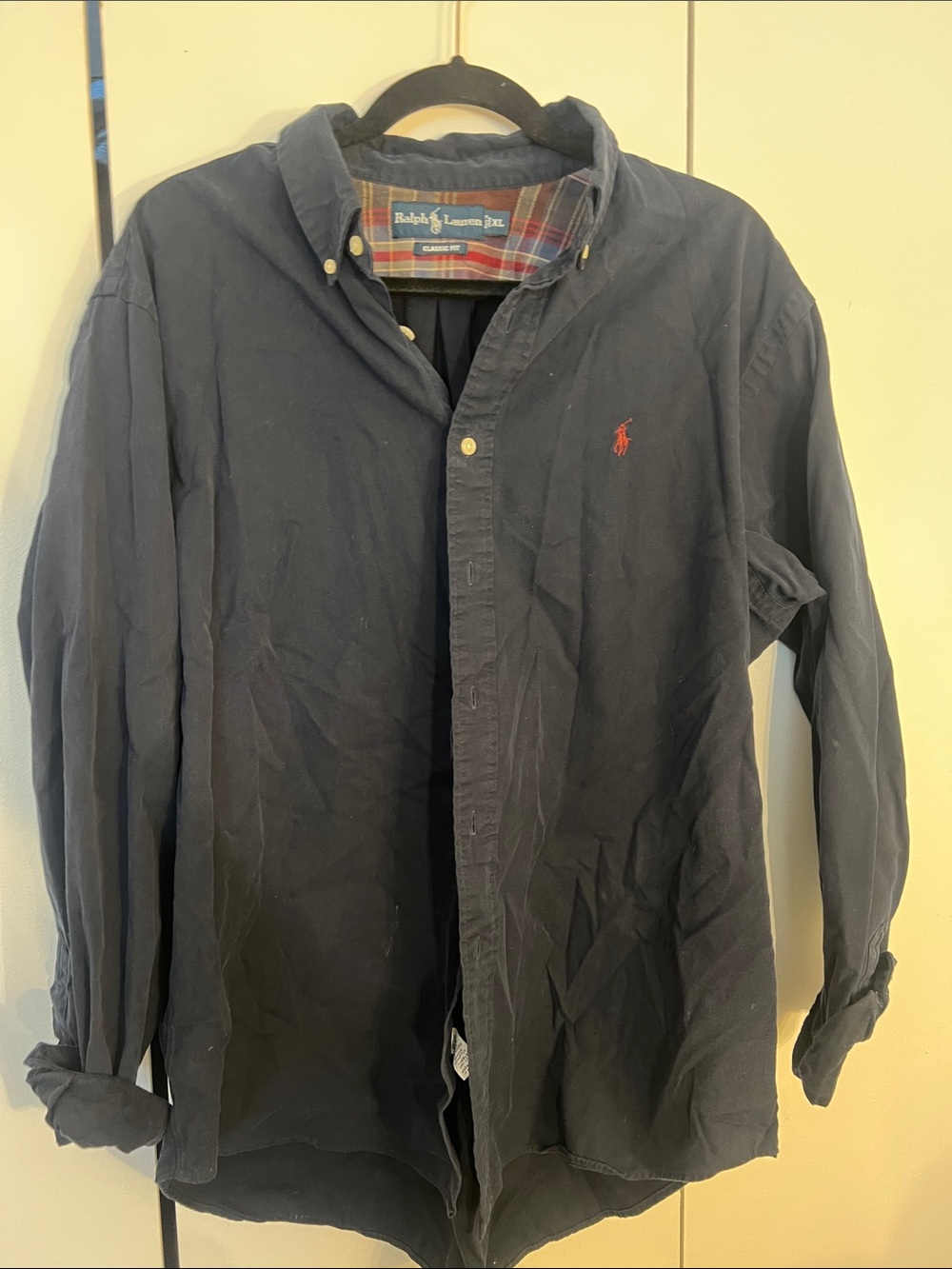 Polo by Ralph Lauren Navy Cotton Button-Down Shirt Jacket with Red Pony